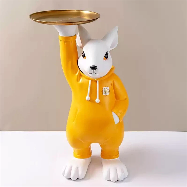 Wholesale Decorative Rabbit Sculpture Country Farm Animal Yard Rabbit Statue Resin Crafts