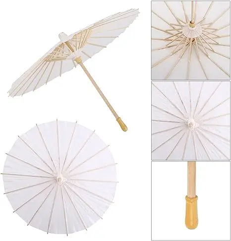Ls03 Children DIY Drawing Umbrella Wedding Decoration Photo Props White Parasol Paper Umbrellas for Crafts