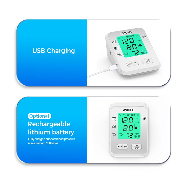 Medical Digital Upper Arm Blood Pressure Monitor with Voice 3-Color LCD Screen ROHS Certified Electric Power Source