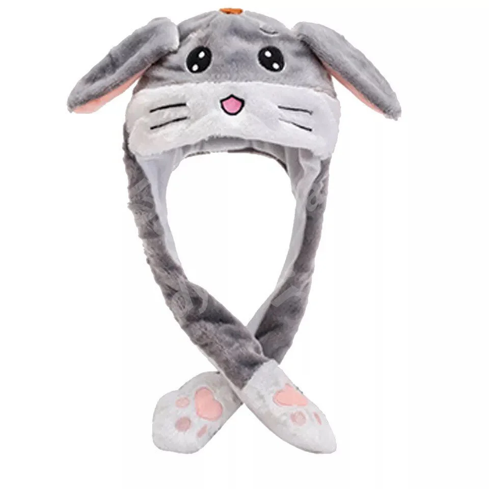 WD1 Cute Animal Plush Bunny Ear Hat Children Airbag Moving Ears for kids Cosplay Party Fancy Dress Winter Hats