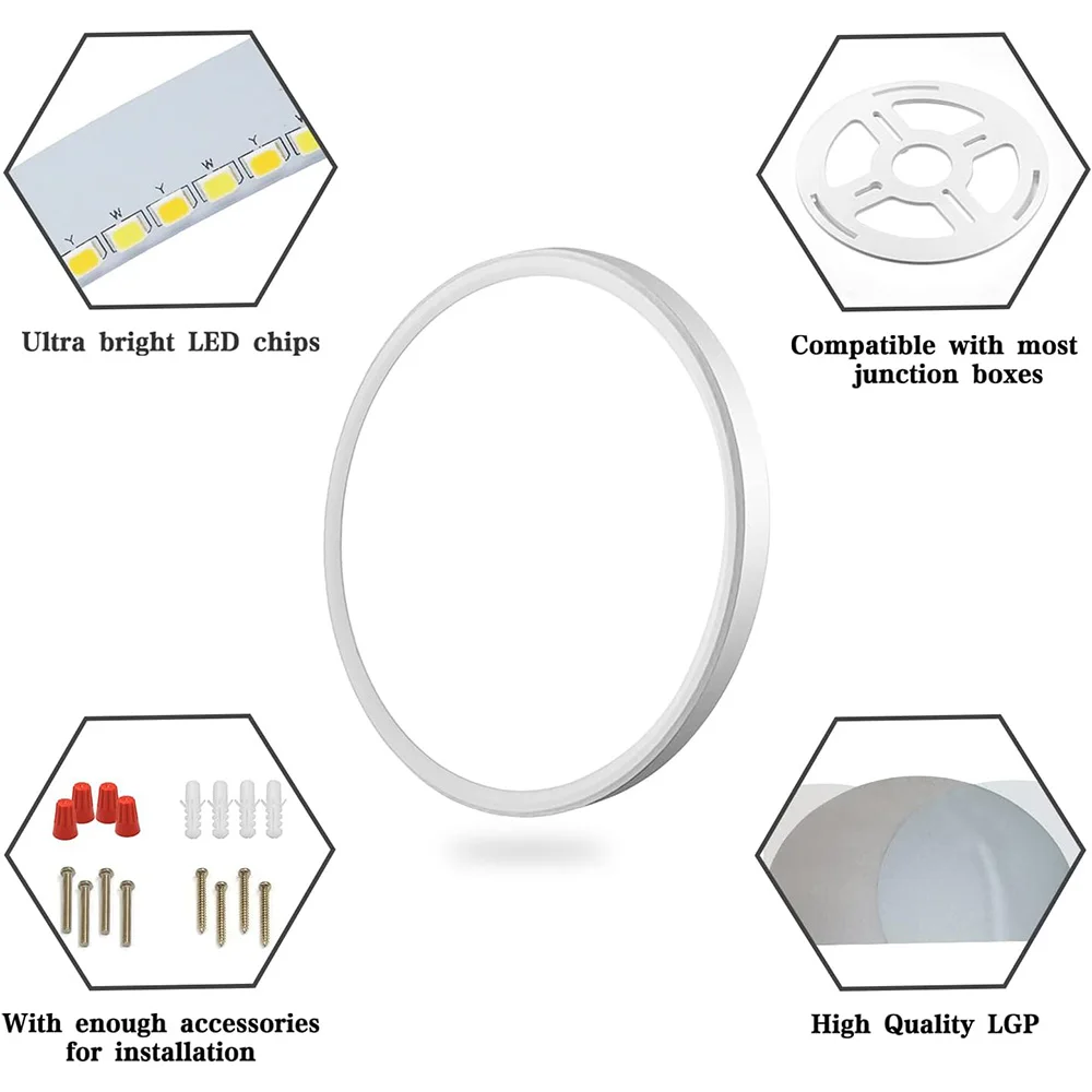LED Surface Mount Ceiling Light Fixture 3CCT White,18W 24W 10/12 Inch Round Modern Ceiling Lighting Ceiling Lamp for Bathroom