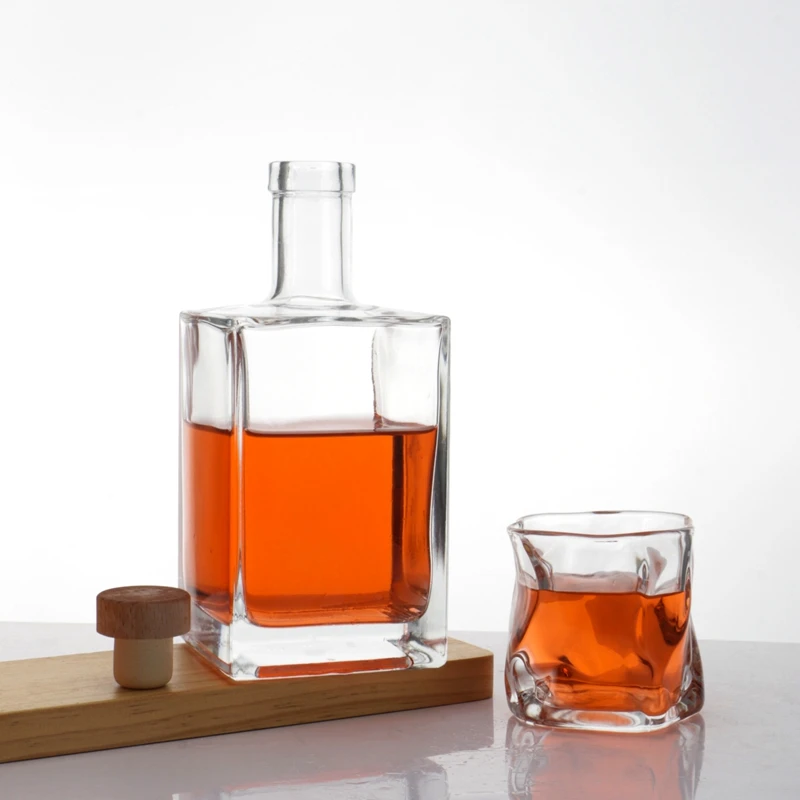 Best Wholesale Classic Empty Botellas De Vidrio Vino Luxury Design 750Ml Square Glass Liquor Wine Bottle With Cork Lid