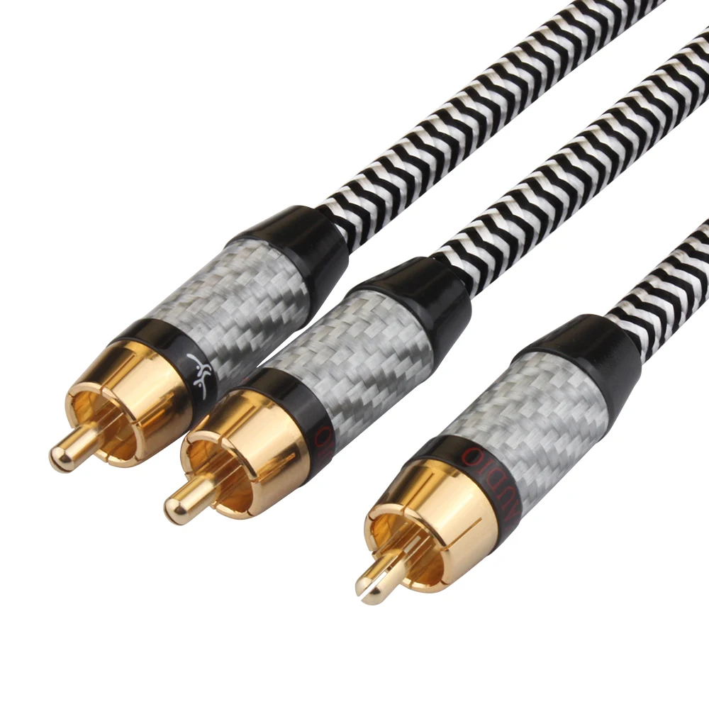 Hifi RCA to 2RCA 99.999%OCC RCA Audio Auxiliary Adapter Audio Cable Splitter Cable AUX RCA Y Cord Interconnect Cable