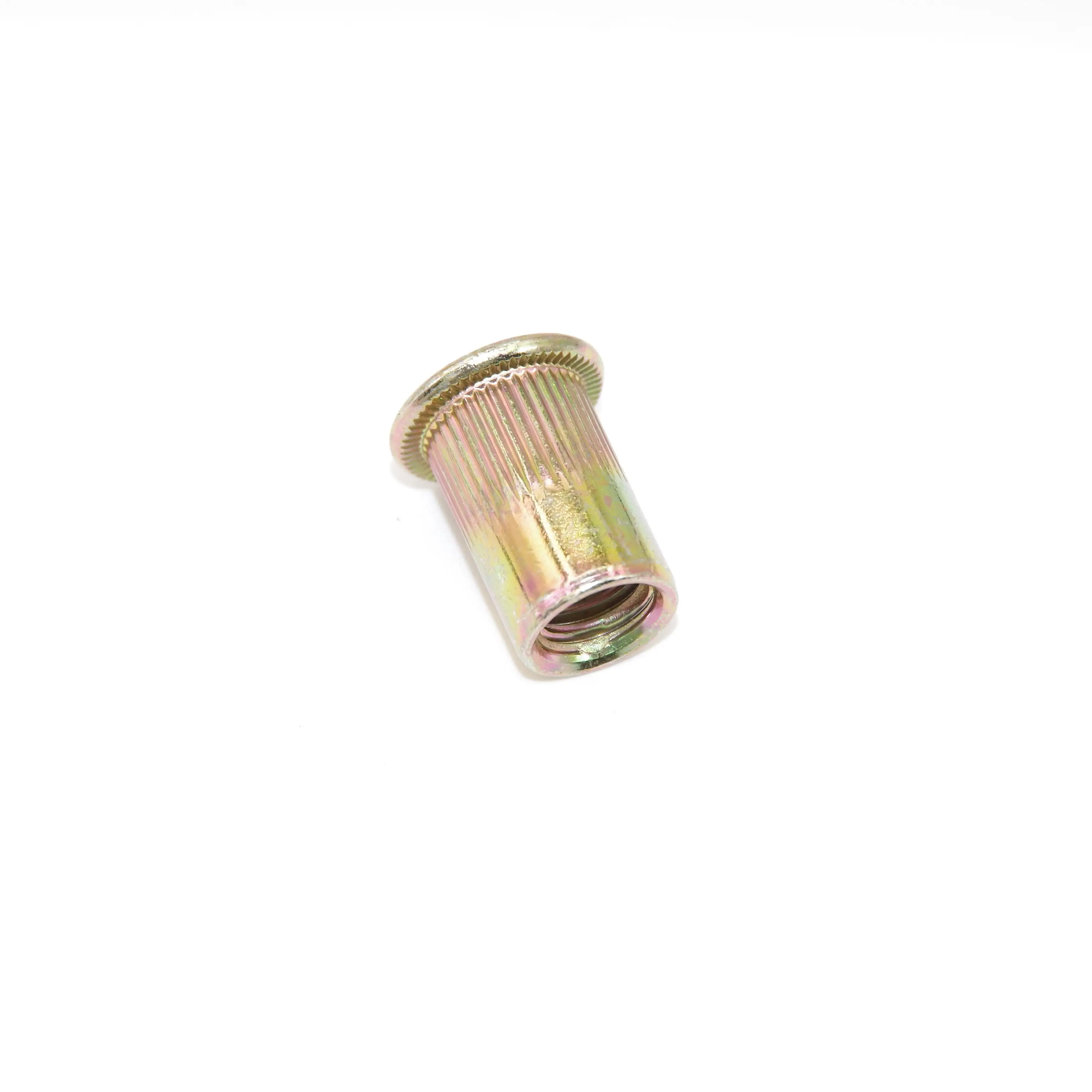 M6 * 10 Flat Head Brass Riveted Nuts with Threaded Insert Galvanized Zinc Plated Nut Connector