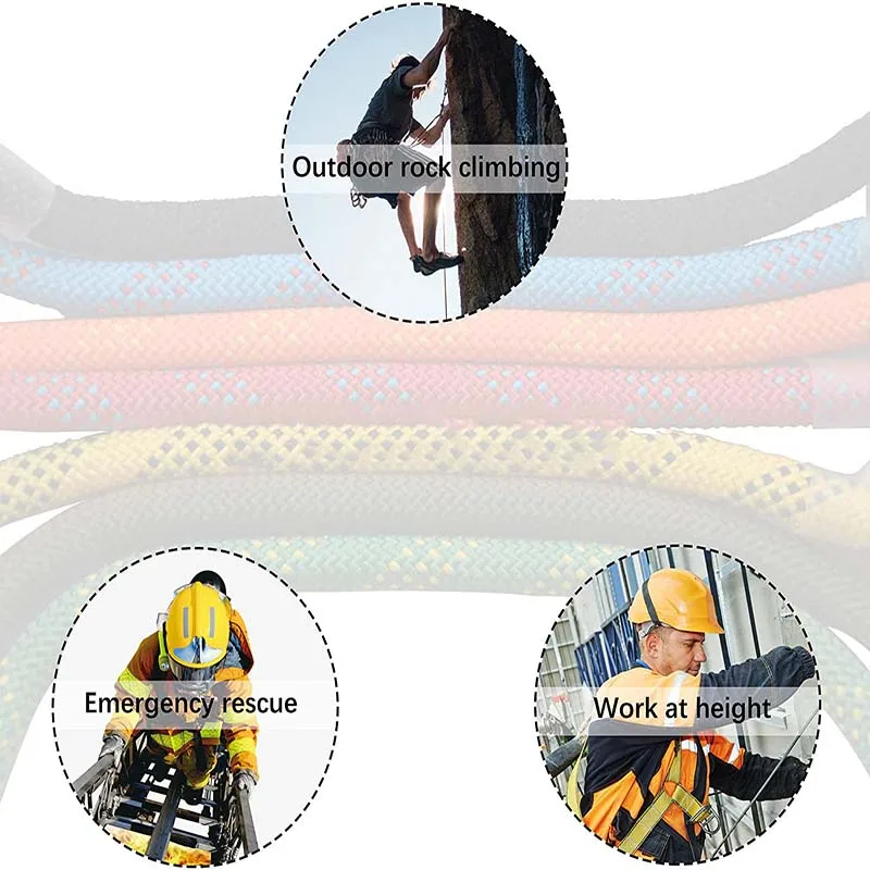 Wholesale Price 32Ft 65Ft 98Ft 165Ft 246Ft High Strength Polyester Safety Rope Rock Climbing Static Rope