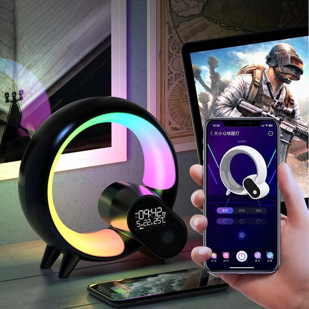 Hot Sale White Noise Machine Music Dimmable RGB Q Newly Alarm Clock Mini Smart Portable Speakers