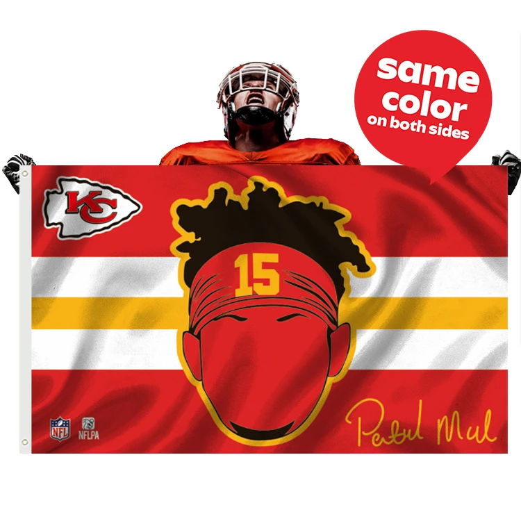hot sell double sided custom 3x5ft nfl team football KC flag with many design Kansas City Chiefs flags