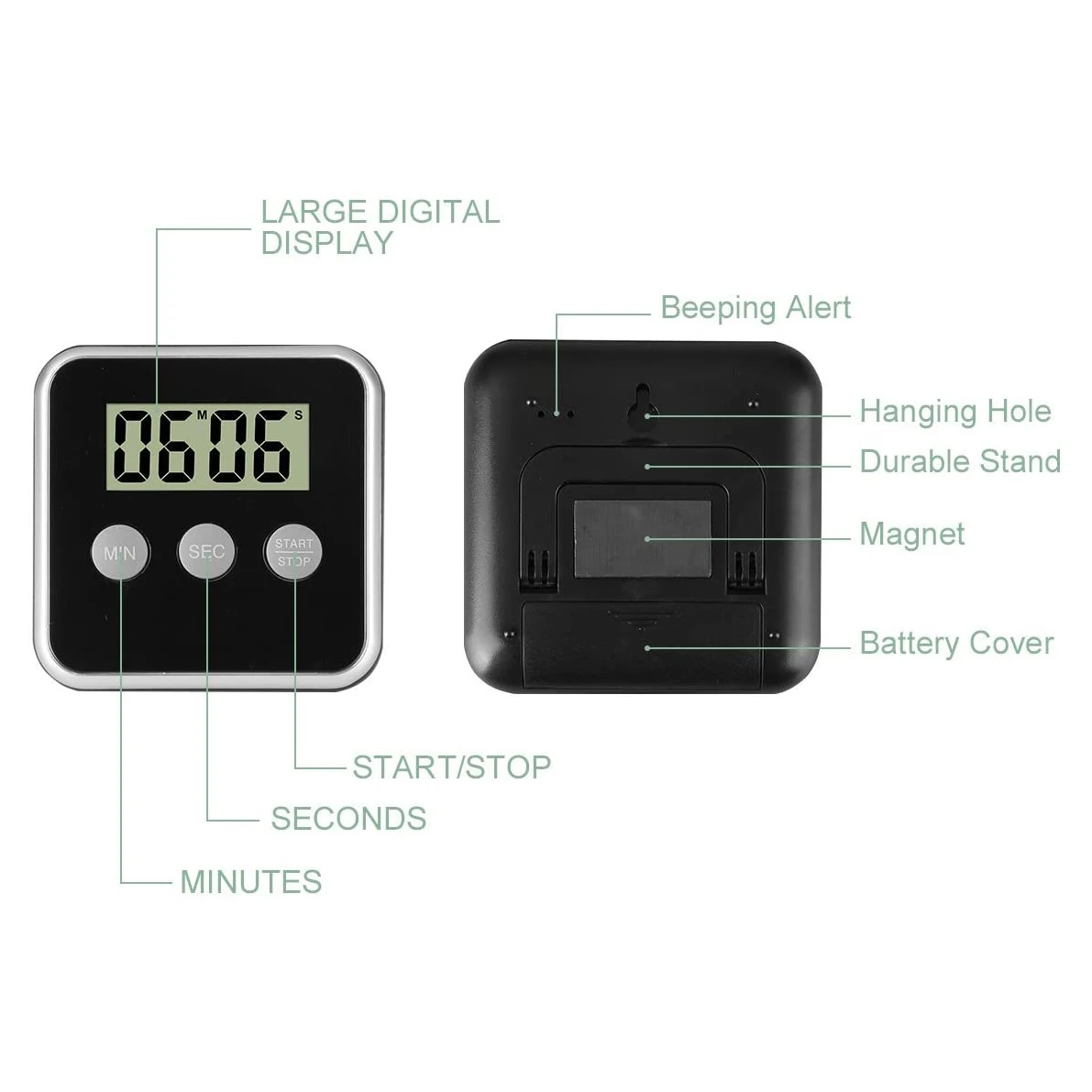Digital Kitchen Timer For Cooking Shower Study Stopwatch Alarm Clock Magnetic Electronic Cooking Countdown Time Timer