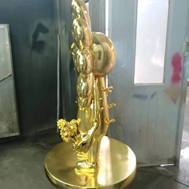 fiberglass art sculpture electroplating golden cartoon sunflower statue flower plant animation mall decoration resin crafts