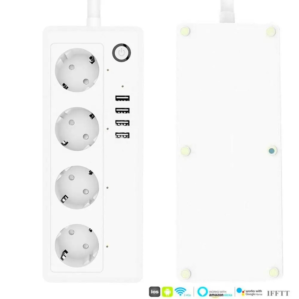  Excel Digital Tuya Wifi штепсельная вилка стандарта ЕС 4 выхода USB 16A умная лента