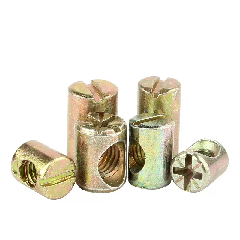 M6 M8 M10 Zinc Plated Hammer Barrel Nuts Bolts Cross Dowel Slotted Furniture Nut for Beds Crib Chairs