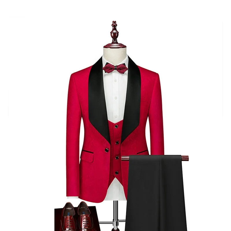 Hot sale various slim fit classic pink groomsmen suit 3 pieces suits blazer for man