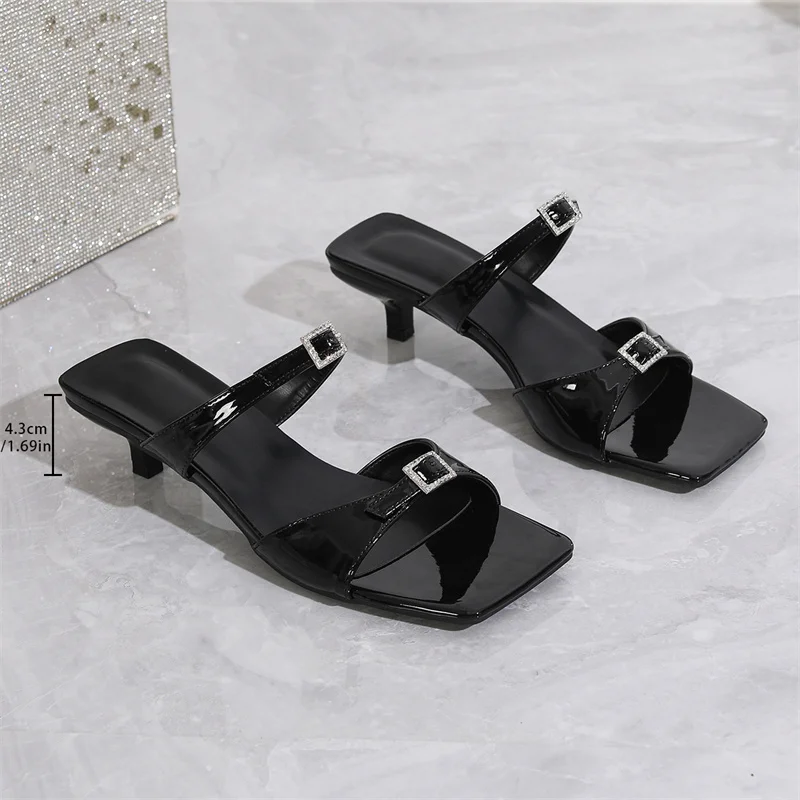 2024 Hot Selling French Vogue Female Summer thin High-Heeled Sandals Cool Slippers with Fine Words outside Network Flat Feature