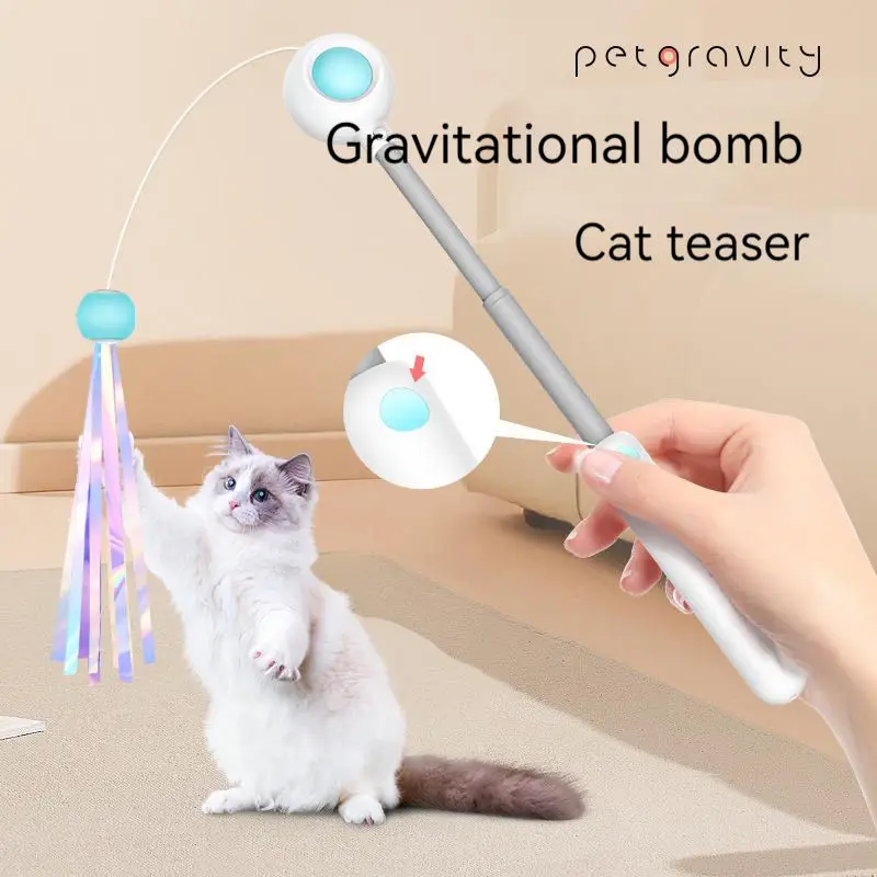Hot new cat toys Retractable Fun cat teaser stick Cat interactive toy Feather toy with replaceable head