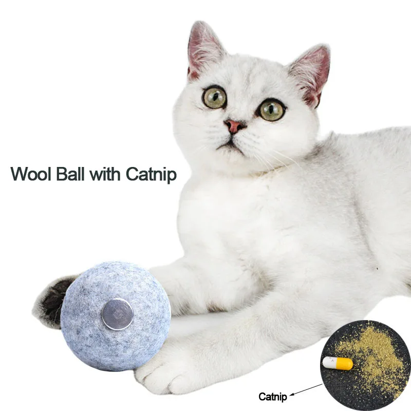 Custom Cat Toy Wool Ball with Natural Catnip Pet Felt Chewing Interactive Toy Wholesale