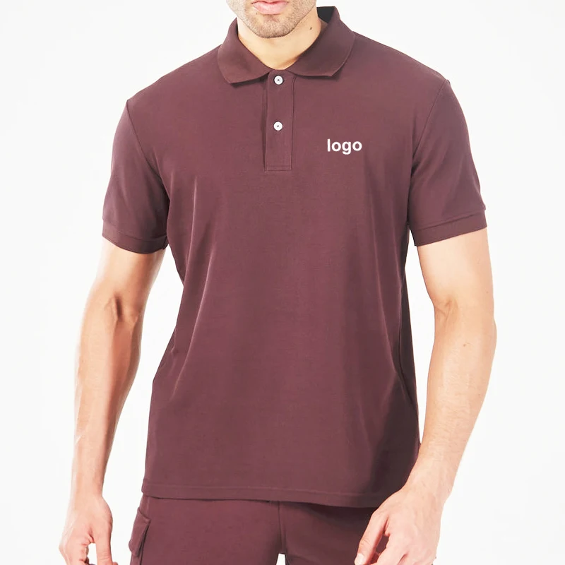 High Quality Mesh Fabric Side Split Golf Shorts Sleeve Men Gym Polo T Shirts Custom Logo Knitted Fabric Print Pattern Breathable