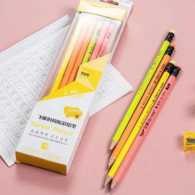 
Custom pencil highlighter set in box newest promotional wooden pencil 