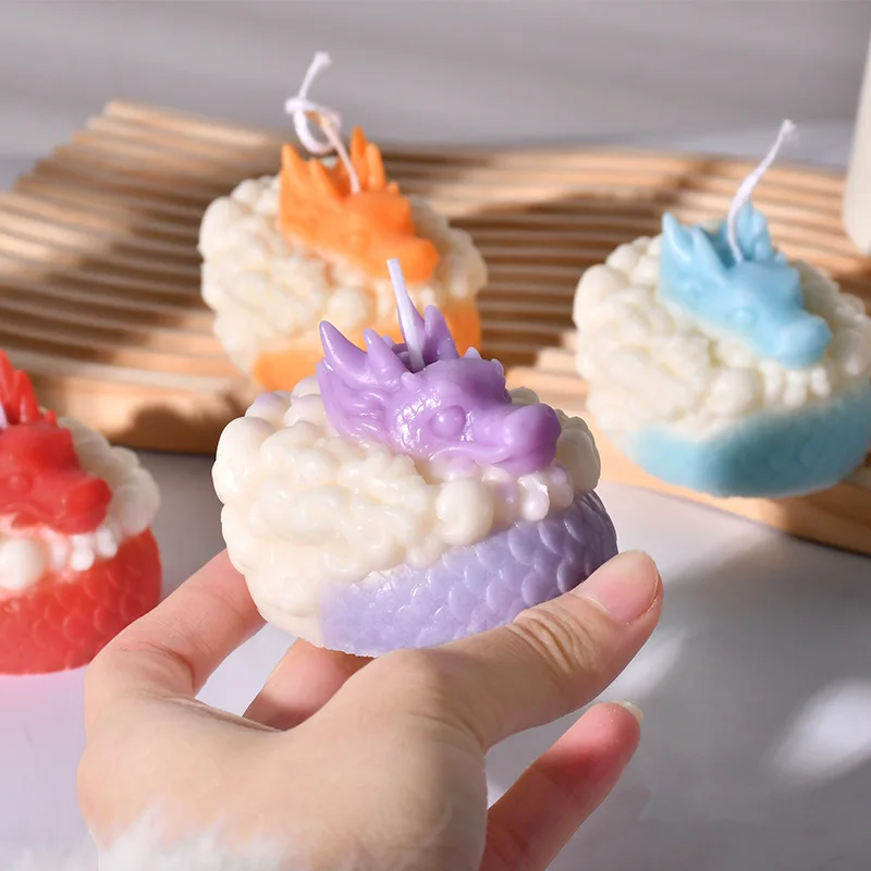 Dragon Aromatherapy Candle Silicone Mold DIY Handmade Dragon shaped Incense Stone with Hand Gift Pendant Grinding Tool