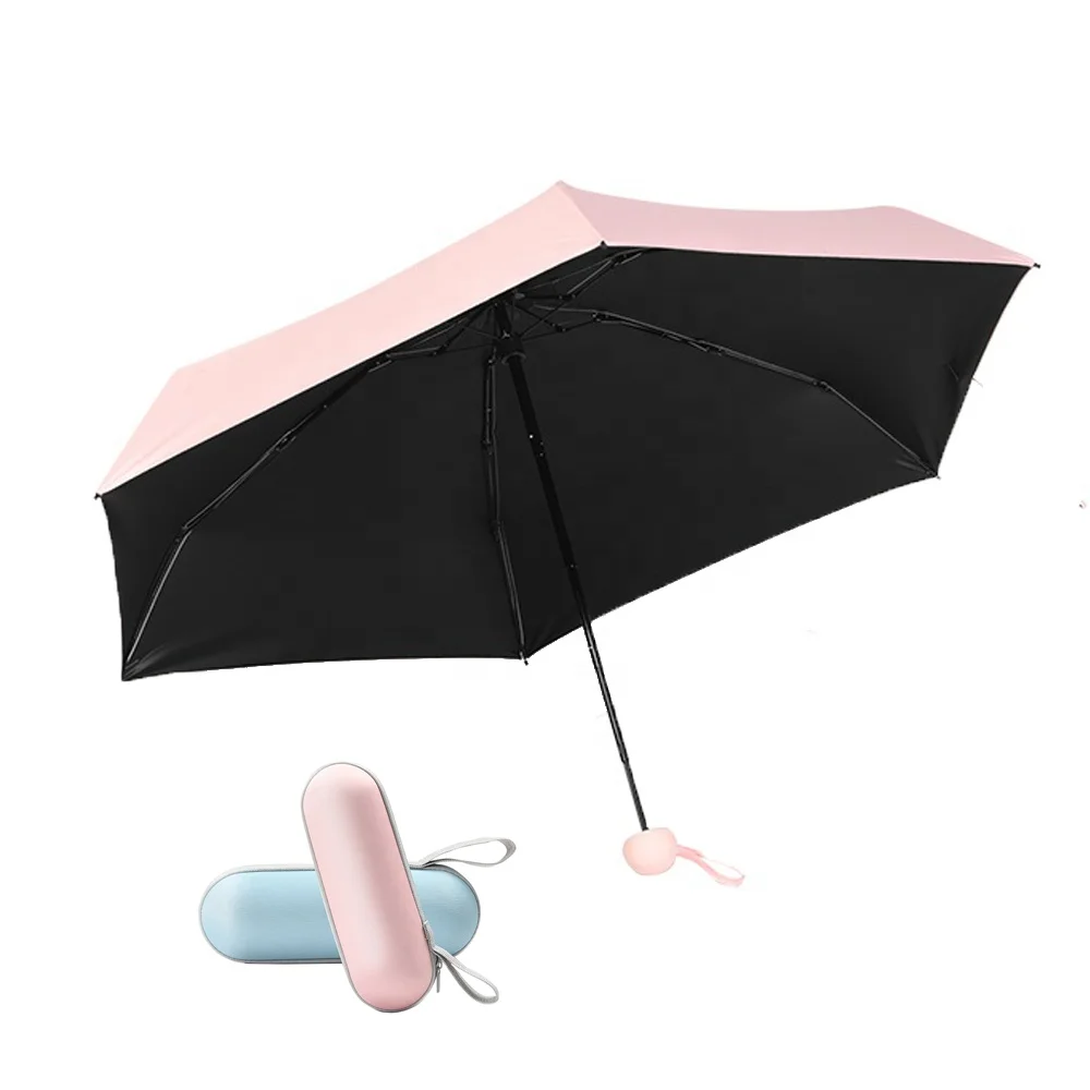 Easy Open And Close Small Size Mini Pocket Capsule 5 Fold Sun Rain Umbrella
