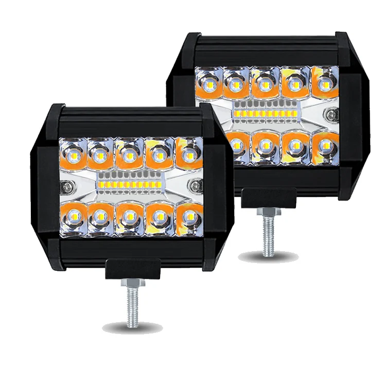 60w led work lamp dual color yellow/white flashing fog lights led bar 4 inch led offroad lights truck led lamp spotlight led 4x4