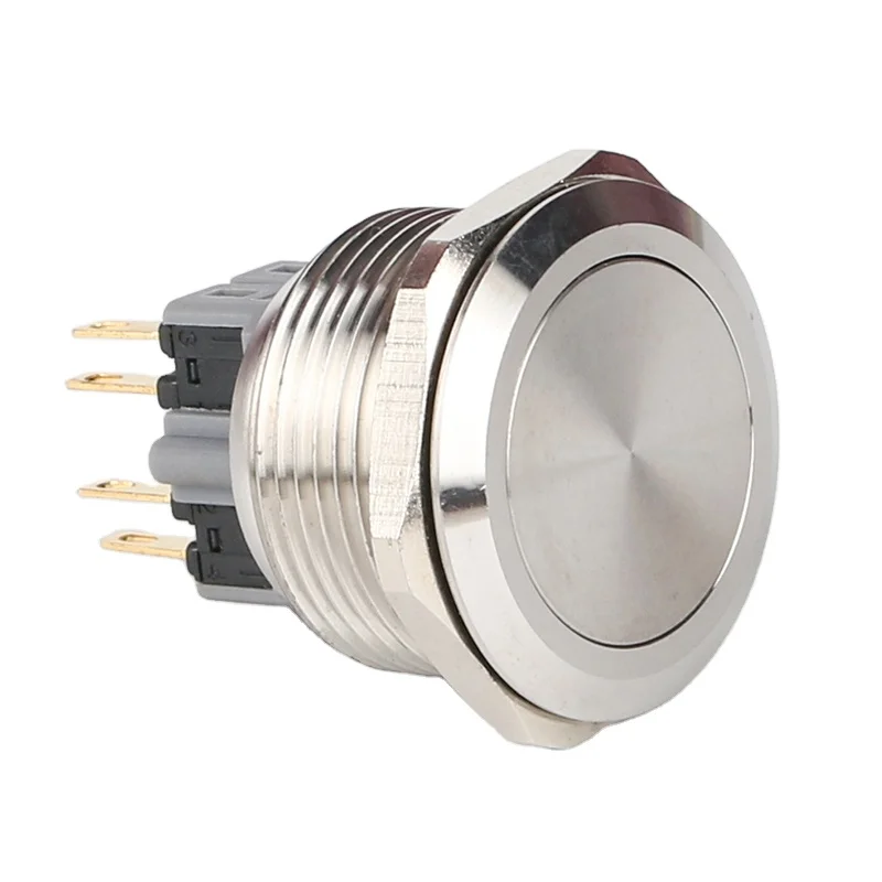 Hot Sale Product Self-resetting Anti Vandal 28mm Momentary SPDT Pin terminal Waterproof Push Button Button Switch No LED Light