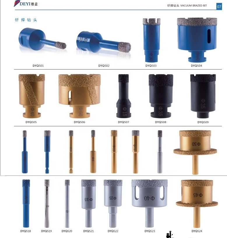 diamond core drill bit for marble granite vitrified tile ceramic glass suitable for hand power drill machine or angle grinder