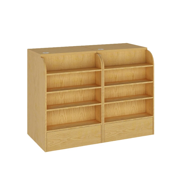 Hot Sale Product Checkout Counter Wooden Cashier Check Table Sample Design Wood Grocery Shop Counter