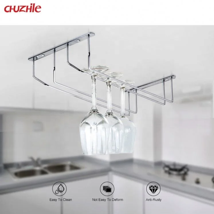 Hanging Double Row Goblet Wine Glass Holder Rack Red Wine Stemware Storage Metal Iron Rack