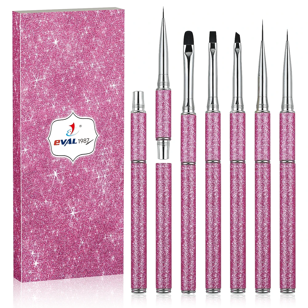 Beautiful Detachable Rose Red Metal Handle Style Acrylic UV Gel Extension Builder Liner Painting Nail Art Brushes