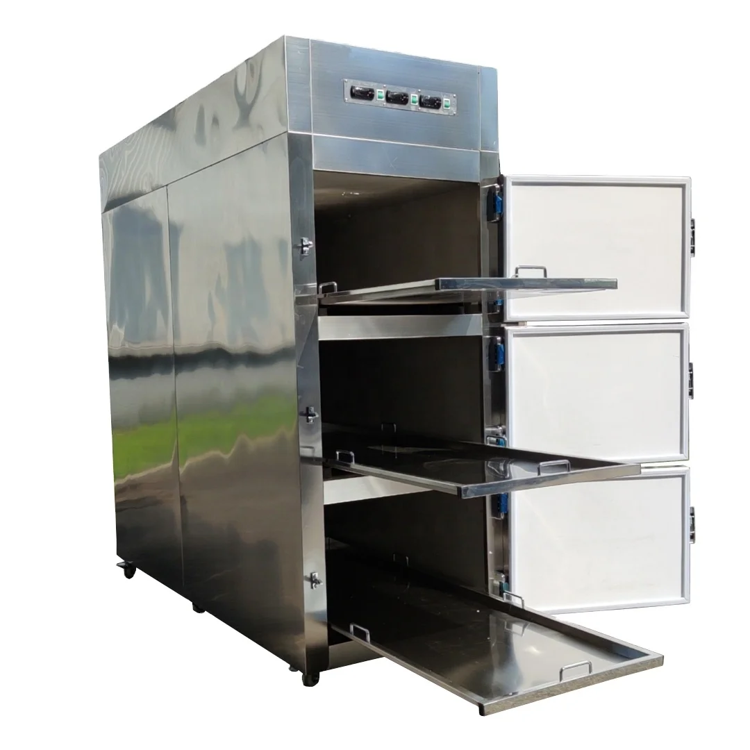 YUSHUODA hospital use refrigeration equipment 3 corpses freezer and refrigerator with wheel