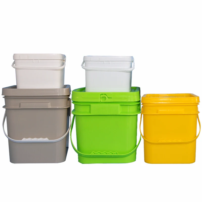 Wholesale Customize LOGO 5kg 25kg Empty Small White Black Square Soap Milk Transparent Plastic Paint Bucket 10L With Lid