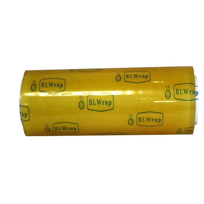 Заводская литая 9-15mic толщина ПВХ пищевая пленка для пищевых продуктов прозрачная стрейч