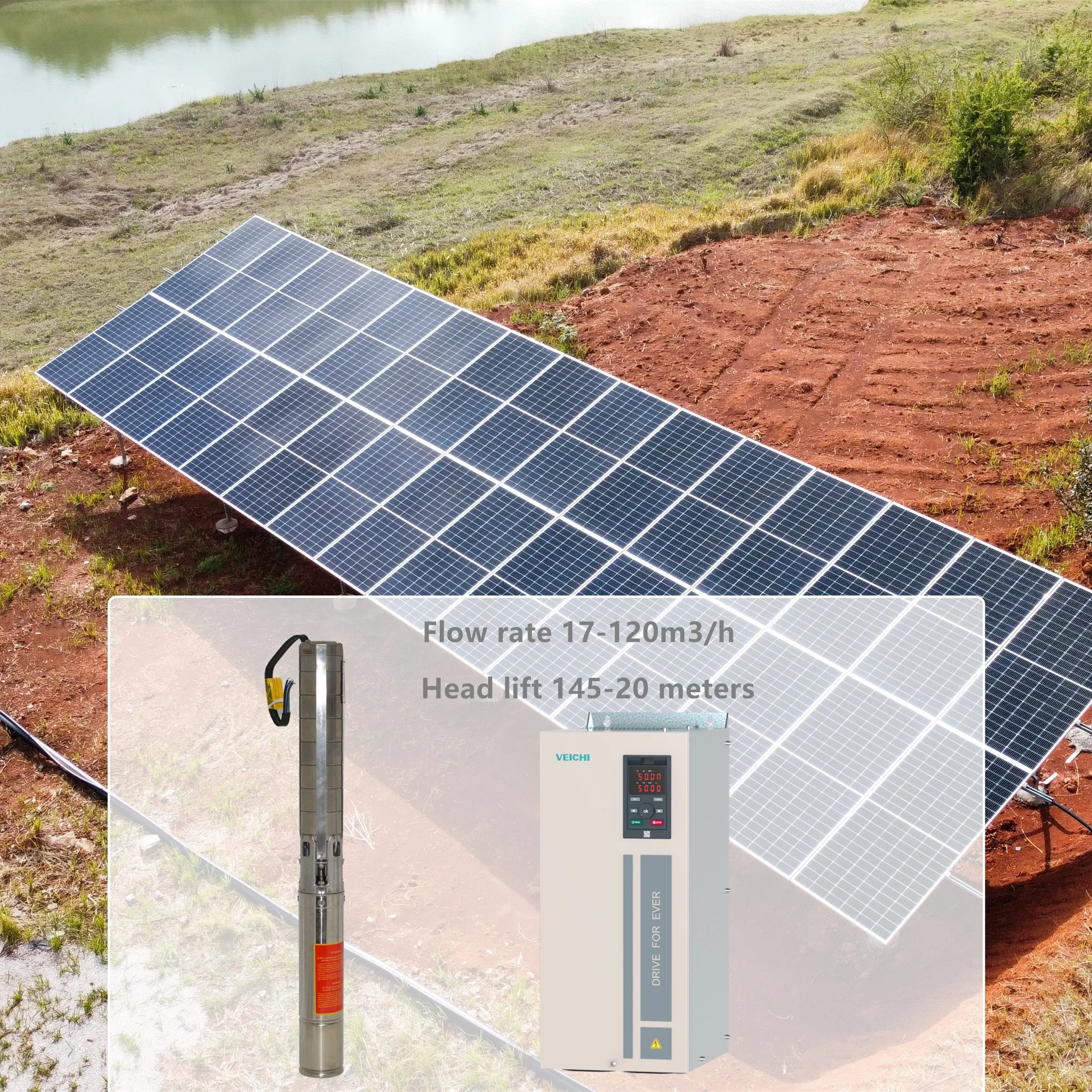 1.5 Inch Submersible Centrifugal Pump 100m Borehole Dc Ac 48v Hybrid Solar Pump System For Agriculture