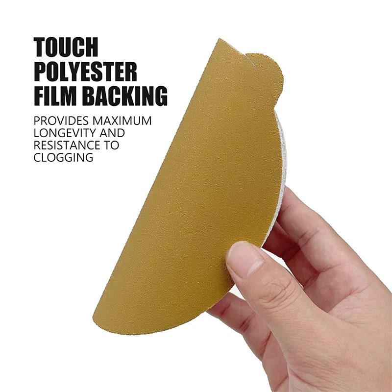 6inch 150mm Aluminum Oxide Gold PSA Sanding Disc 240# Yellow PSA Self Adhesive Sanding Discs with Tabs