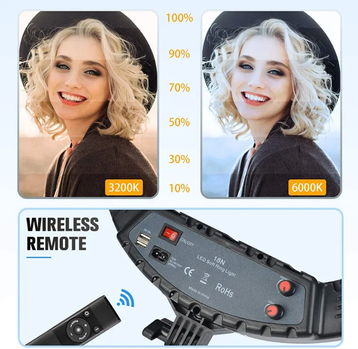 18 inch 45cm 55W Circular Dimmable Camera Photography Studio Video Lamp Led Ring Light With Cold Warm Light