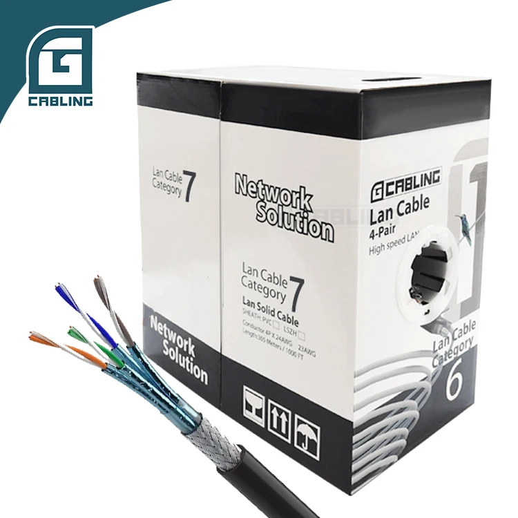 Gcabling cat7 cat6 cat6a cable de red cat 8 ethernet cable stp outdoor cooper cat8 100ft ethernet cable