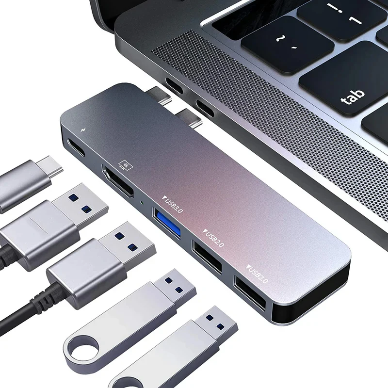 Заводская цена 5-в-1 USB C концентратор Док-Станция HDMI 4K USB3.0 + USB2.0 Type для компьютера ноутбука