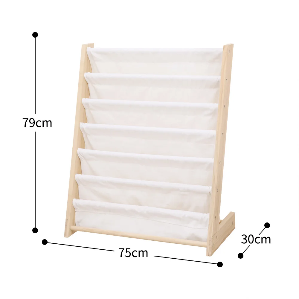 Solid Wood Frame Furniture Bookcase Nonwovens Fabric Interlayer Storage Drawing Book Shelves for Children
