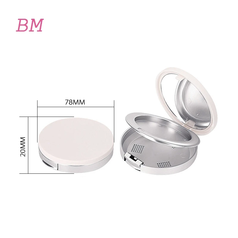 Low MOQ 59mm OEM blusher silver color container compact powder case