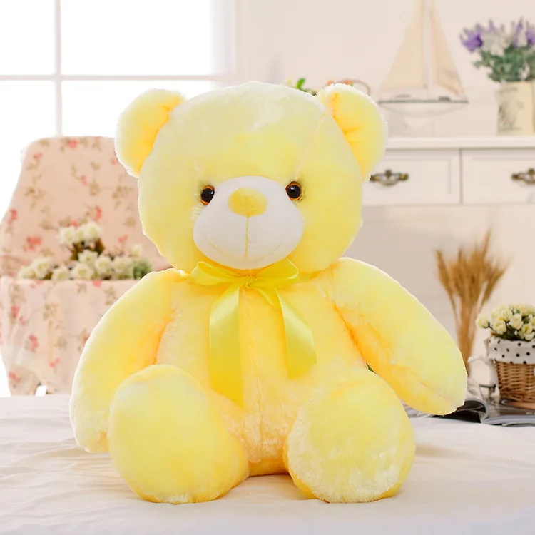 Hot selling cute glowing teddy bear cartoon plush toy kids gift wholesale