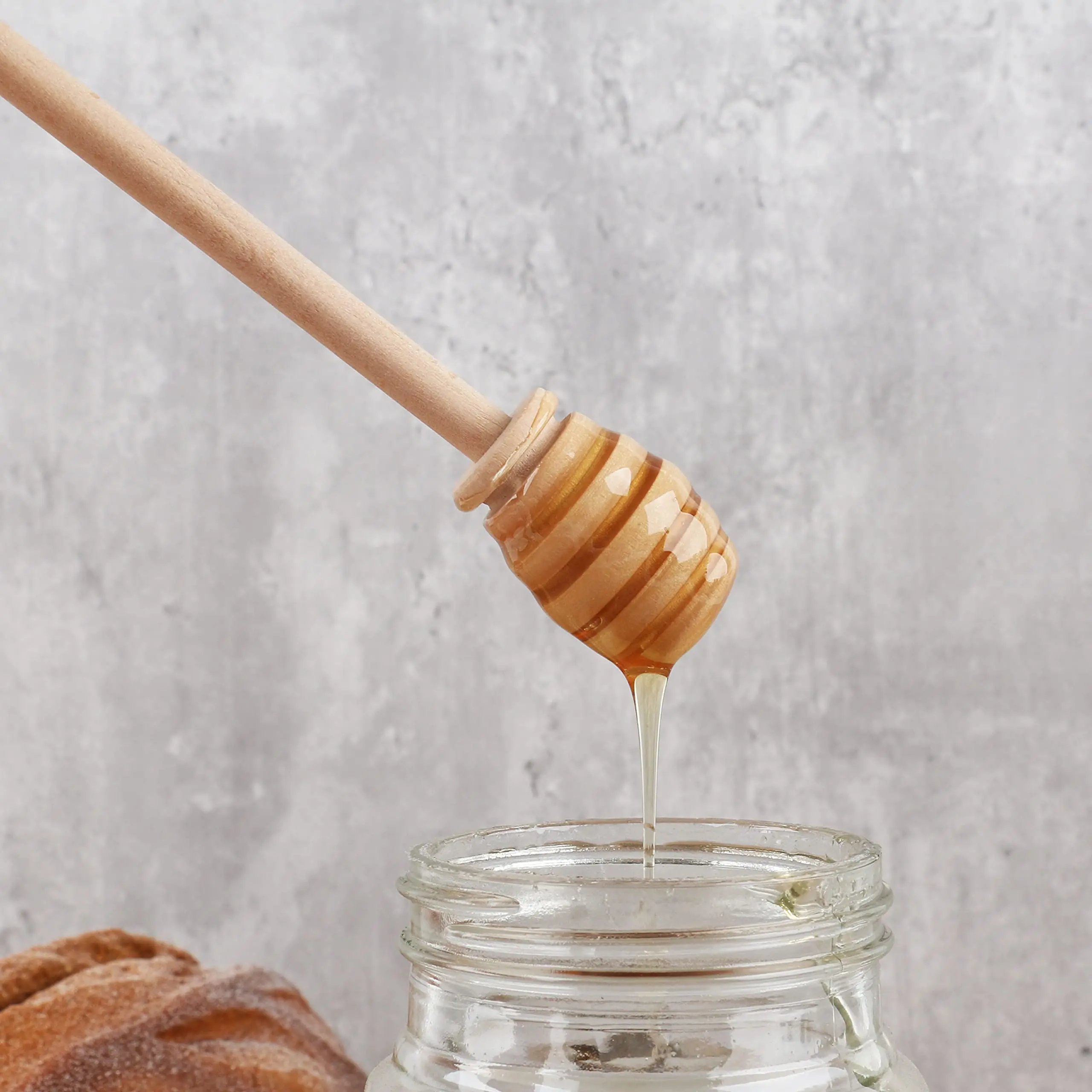 Wholesale Wood Wooden Honey Honeycomb Stick Mini Honey Dipper Server Honey Stirrer Wooden Dippers