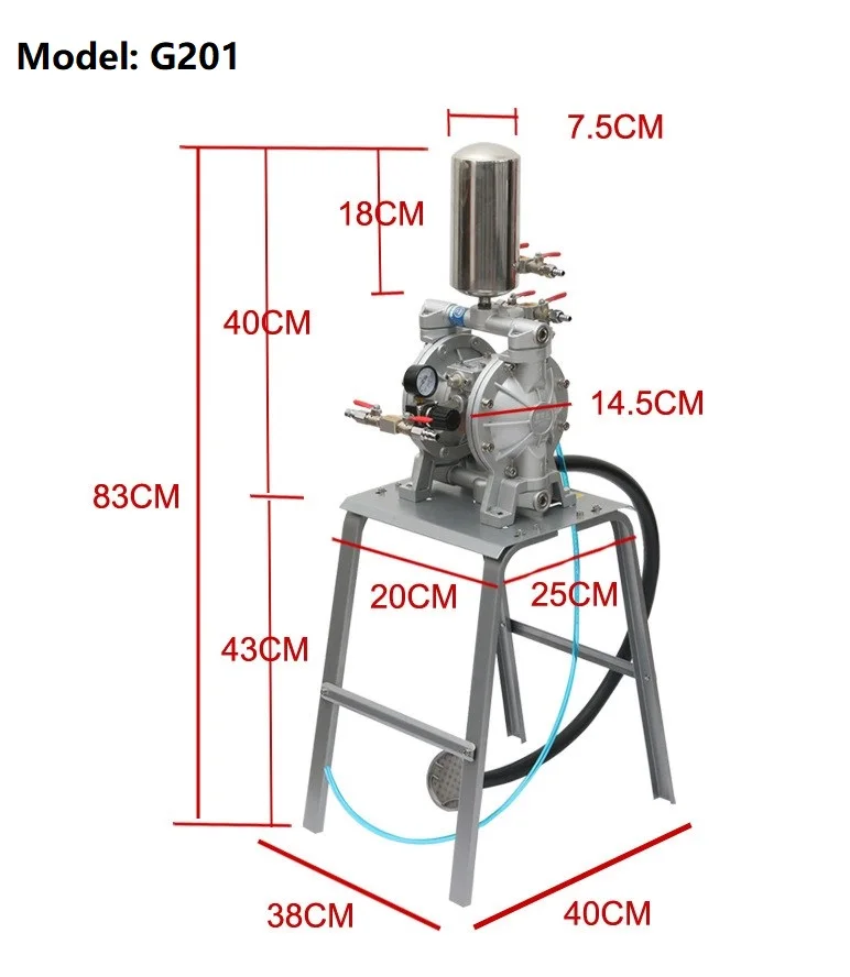G201 3/4 inch Aluminum Alloy Air-Operated Double Diaphragm Pump Paint Diaphragm Pump Set with Agitator Stand type diaphragm pump