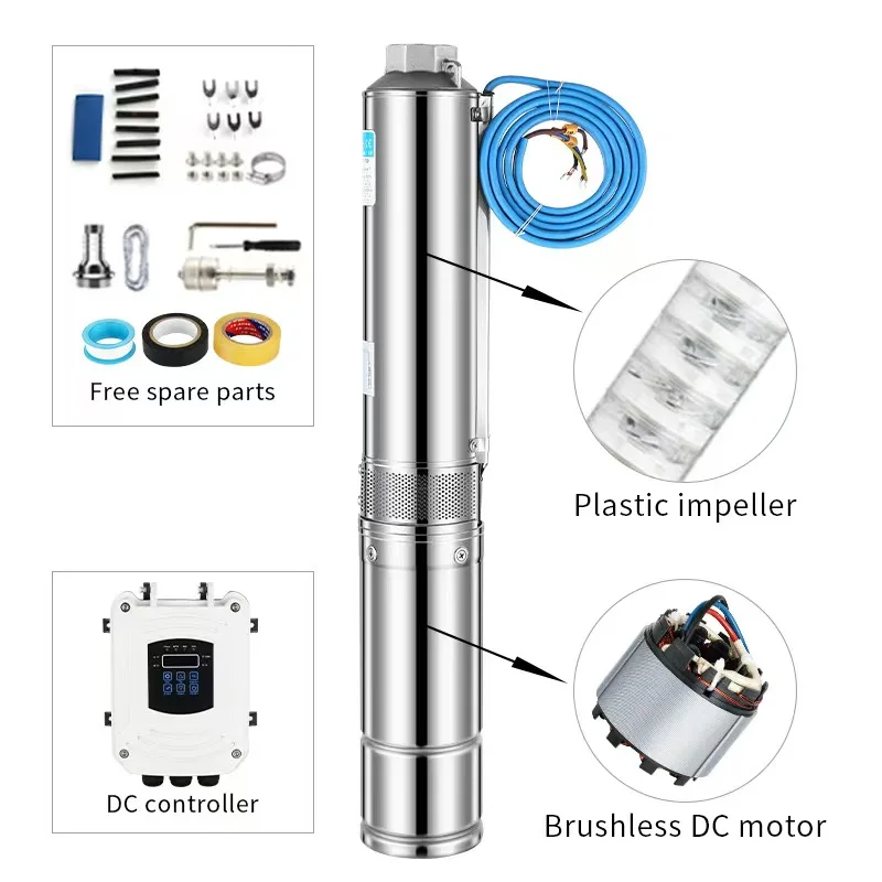 24V 48V 72V 96V Solar Borehole Pump High-Pressure 80m Helical Deep Well Irrigation Water Pump 3hp Submersible OEM Application