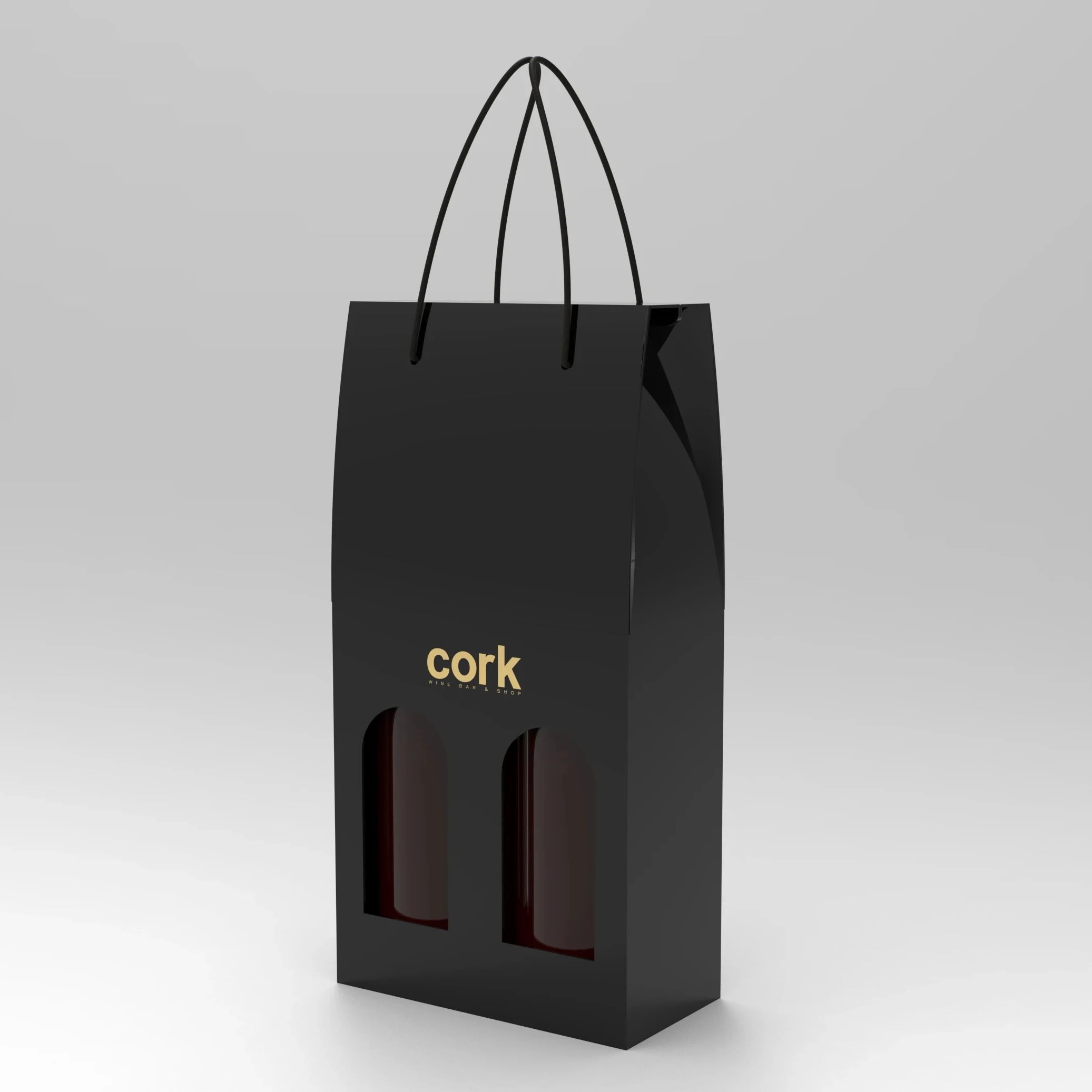 High Quality Custom Handle Portable 750ml Single Double Window Gift Corrugated Paper Red Wine Box