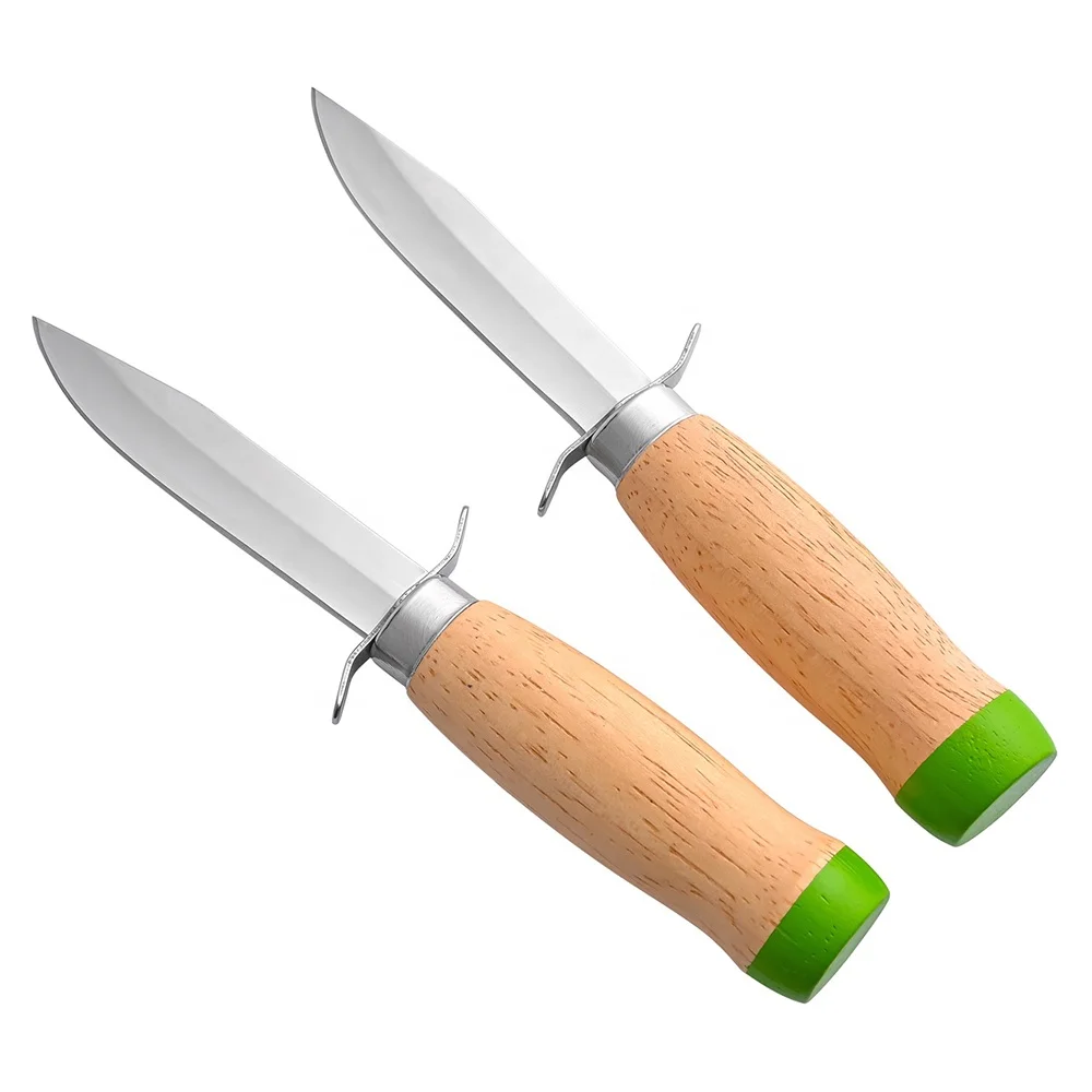 OEM Custom Beech Wood Handle Double Finger Guard 3Cr13 Steel Fixed Blade Camping Survival Knife