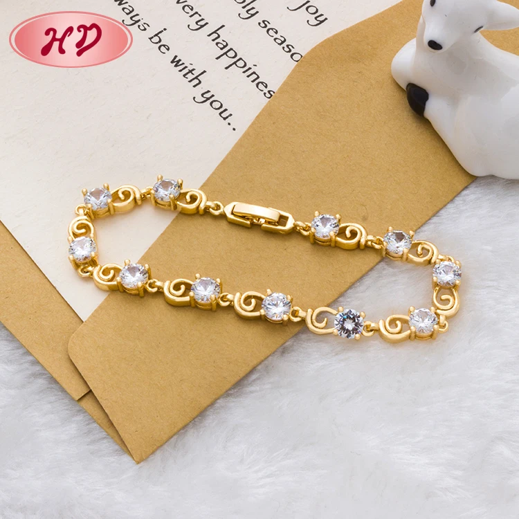 
Hot Sale Anniversary 13G 18K Fashion Jewelry White Crystal Charm Bracelet Women 