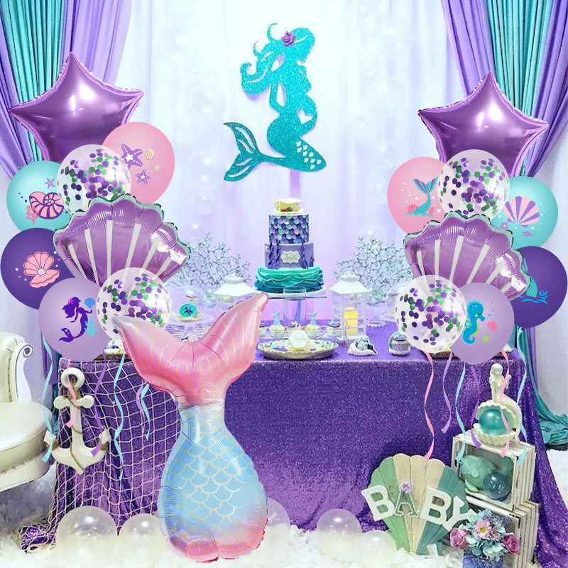 17pcs_lot Mermaid Party Balloons Birthday Party Decorations Kids Baby Shower Decor Helium Globos New Year Balloon 25 Bag Foil