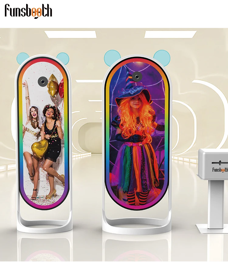 Funsbooth Social media Selfie station LCD Mirror photobooth Template Sticker Beauty Photo Printer Booth