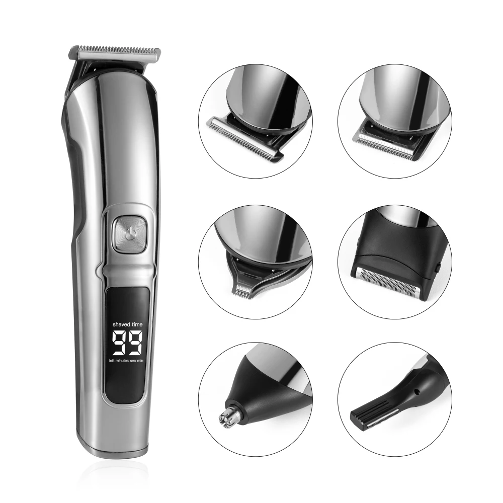 maquina de cortar pelo rechargeable  electronic  6 in 1 private label cordless wireless usb hair body mens grooming set