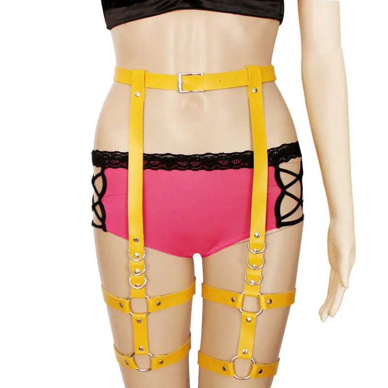 
Colorful Women Sexy Pu leather Harness Leg Pu Garter Sexy Lingerie 
